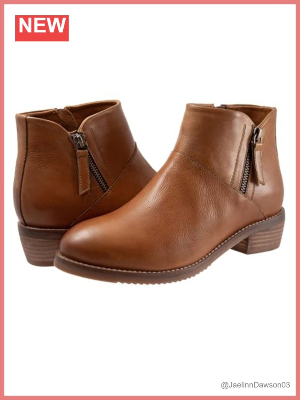 SoftWalk Roselle Leather Ankle Bootie Block Heel Zip Closure